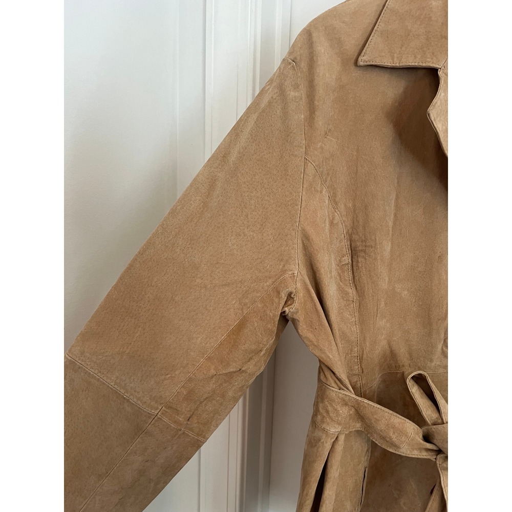Outbound Collection Tan Suede Leather Belted Jacket - Picture 2 of 8